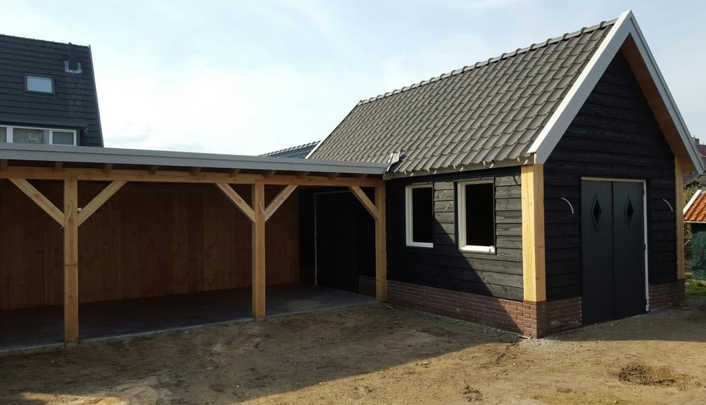 Douglas veranda overkapping houten schuurwoning mantelzorg, Ophalen, Nieuw, Veranda