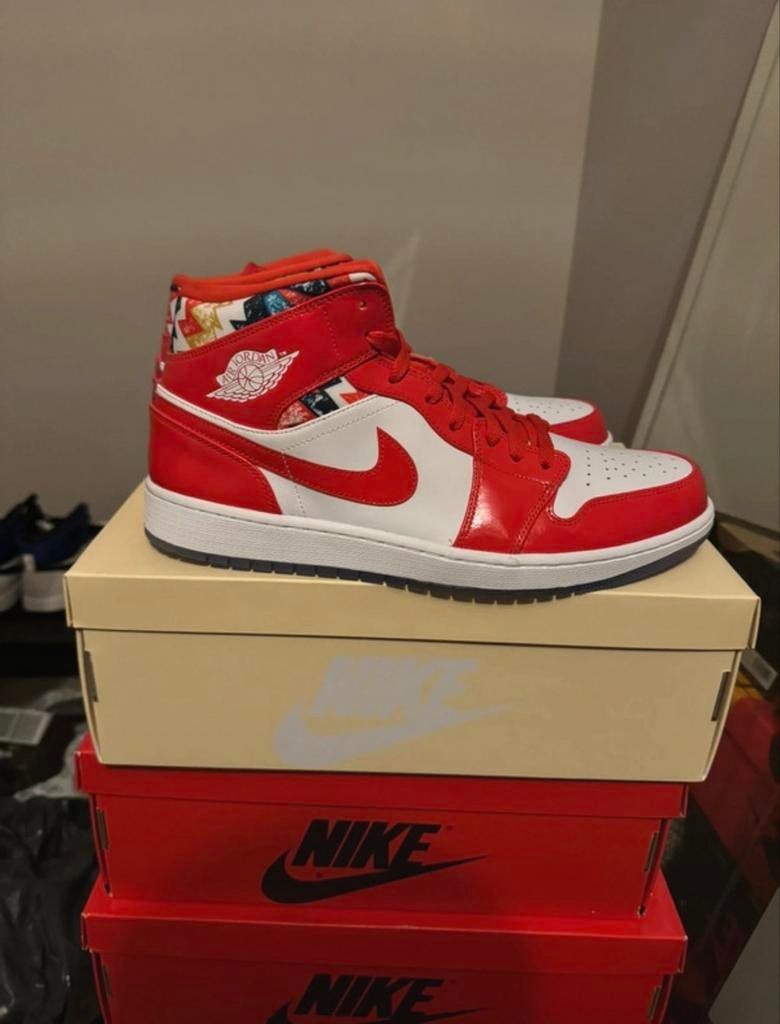 Nike Air Jordan 1 Mid SE Barcelona 47,5 Nieuw, Ophalen, Nieuw, Wit, Sneakers of Gympen