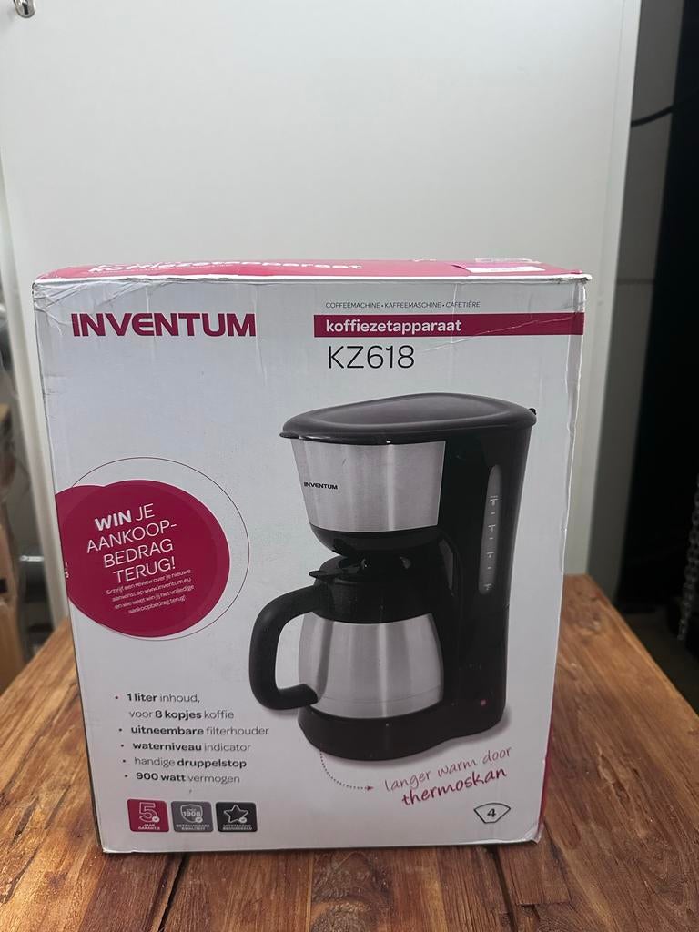 Inventum Koffiezetapparaat KZ618 - Nieuw, Witgoed en Apparatuur, Koffiezetapparaten, Afneembaar waterreservoir, ., Koffiemachine