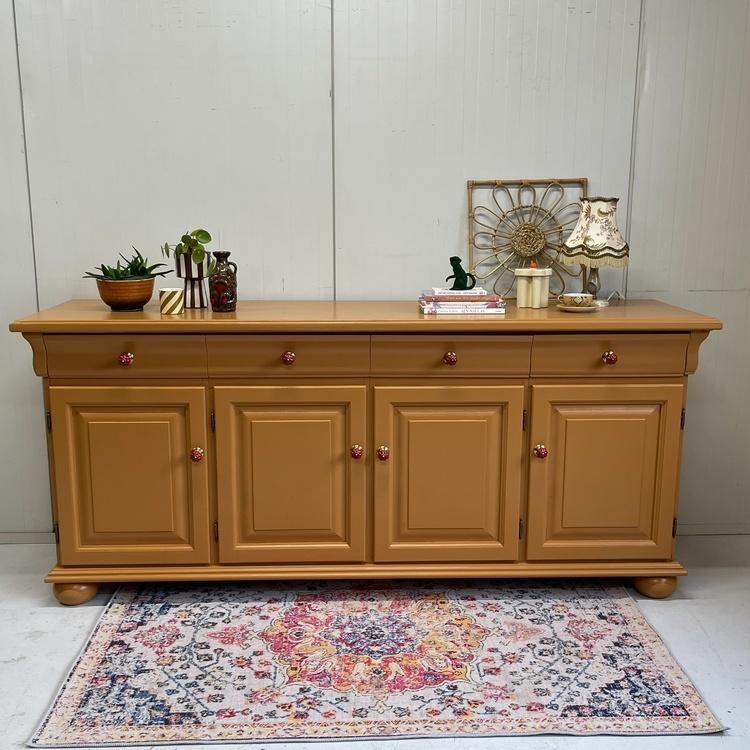 Restyle massief houten dressoir wandkast Little Green orange, Ophalen, Gebruikt, Landelijk modern, Met deur(en)