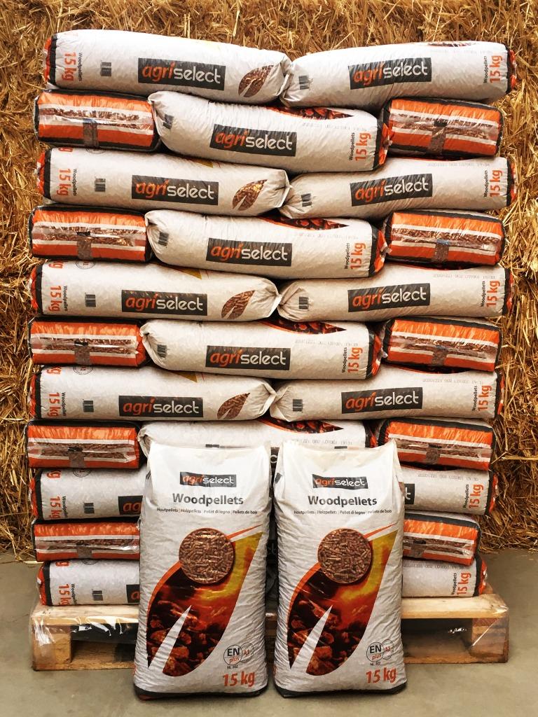 Agriselect Mixed Wood houtpellets 15kg Volle pallet 975kg, Minder dan 3 m³, Ophalen, Overige houtsoorten, Blokken