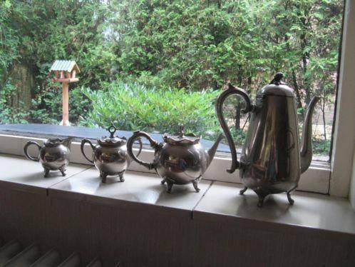 tinnen (vern.) theepot, melkkan, suikerpot, koffiekan, Antiek en Kunst, Antiek | Tin, Ophalen