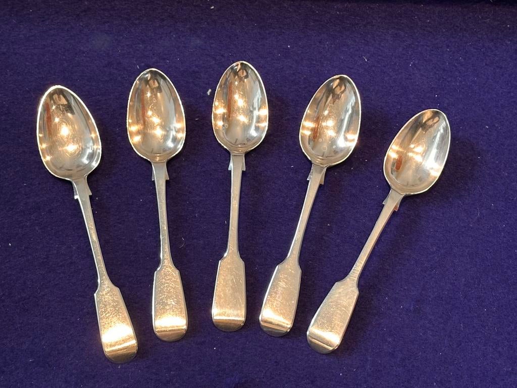 5 zilveren lepels/silver tea spoons Sterling Londen gekeurd, Ophalen of Verzenden