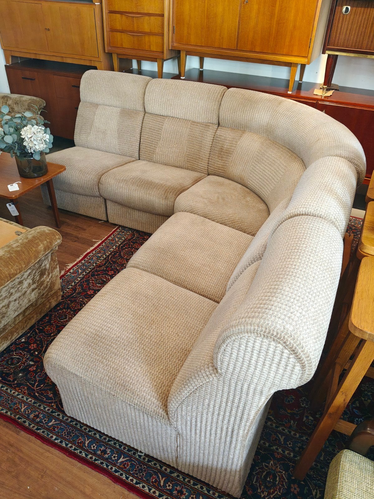 Vintage elementenbank beige hoekbank, Huis en Inrichting, Gebruikt, Vintage, Hoofdstraat 70 Terborg, Stof