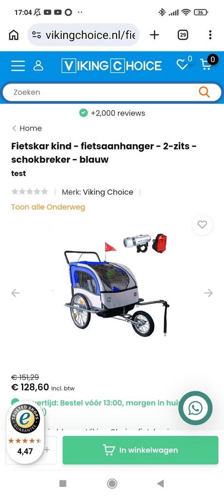 Nieuwe fietskar - Ongeopend en ongebruikt, Opvouwbaar, Nieuw, 20 tot 40 kg, Ophalen of Verzenden