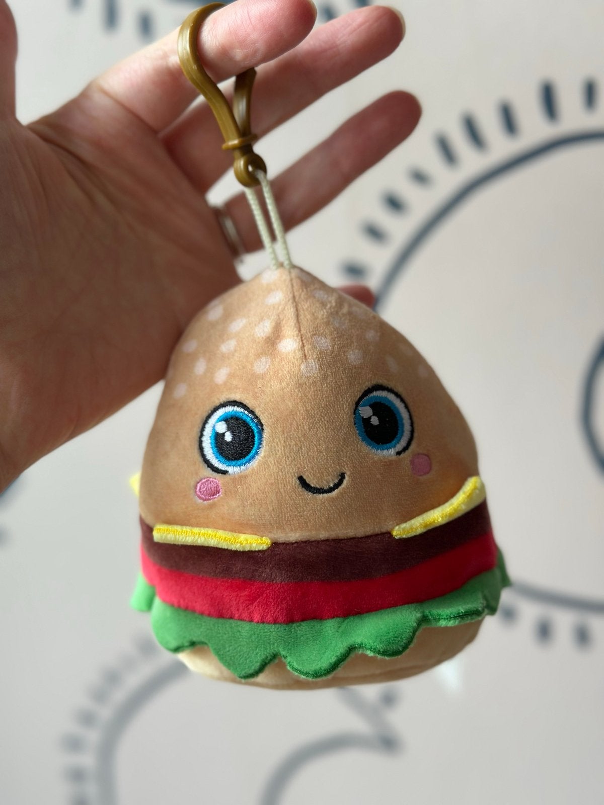 Squashy Podgies Hamburger Knuffel Sleutelhanger, Overige merken, Overige karakters, Overige typen, Ophalen of Verzenden