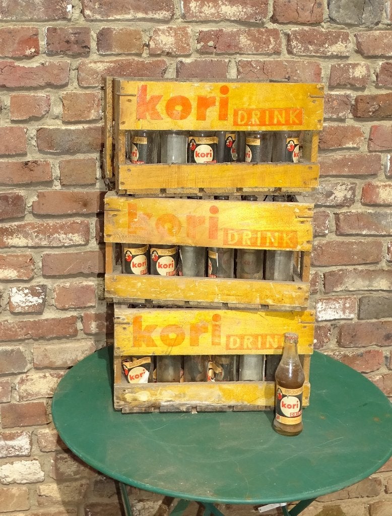oude houten drankkrat krat met lege flessen kori, Antiek en Kunst, Ophalen