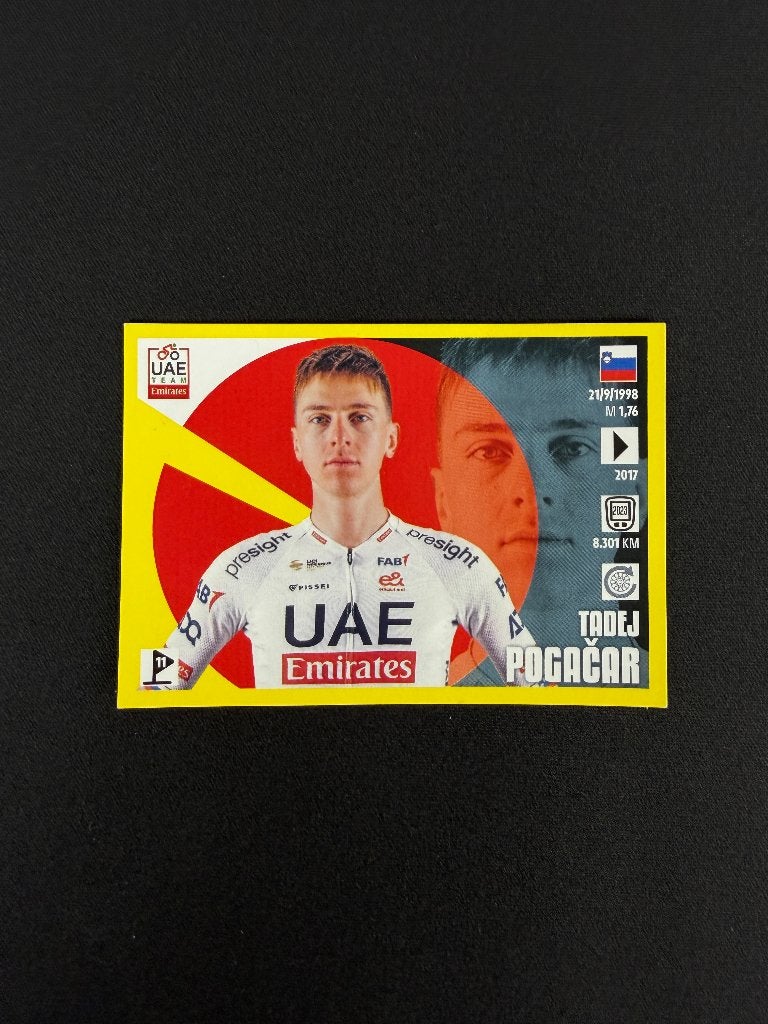 Tadej Pogacar Panini Tour de France 2024 Sticker UAE, Verzenden, Zo goed als nieuw, Overige sporten, Poster, Plaatje of Sticker