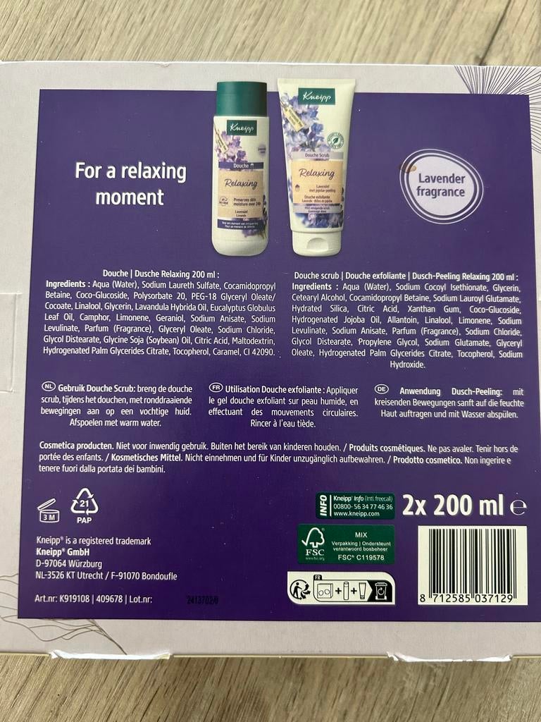 Kneipp Relaxing Lavendel Douche & Douche Scrub, Ophalen of Verzenden, Nieuw, Bad & Douche
