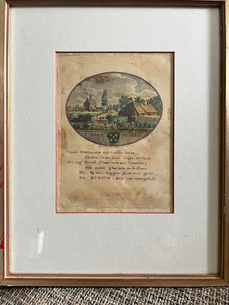kopergravure Bussem Van Ollefen, Banse & Brouwer -1795-, Antiek en Kunst, Dagelijks leven, Ophalen of Verzenden, Gravure, 12 cm