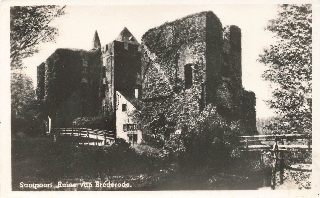 Santpoort, Ruïne van Brederode, Ophalen of Verzenden, 1940 tot 1960, Ongelopen, Noord-Holland