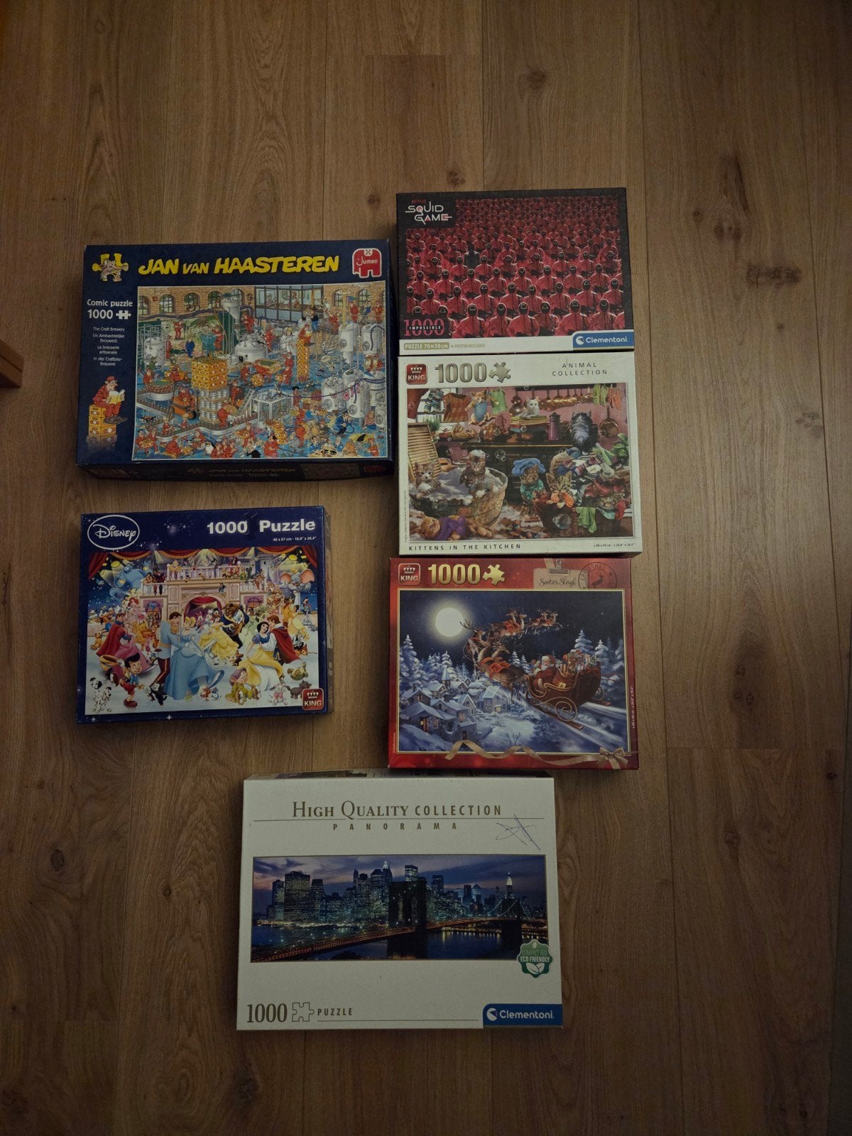 Grote collectie legpuzzels (6 stuks) - 1000 stukjes, Ophalen of Verzenden, 500 t/m 1500 stukjes, Gebruikt, Legpuzzel