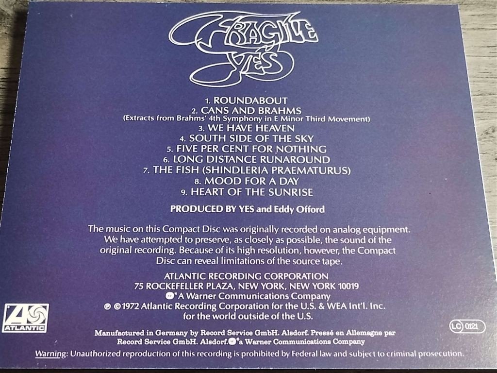 Yes - Fragile [1986], Ophalen of Verzenden, Zo goed als nieuw, Poprock