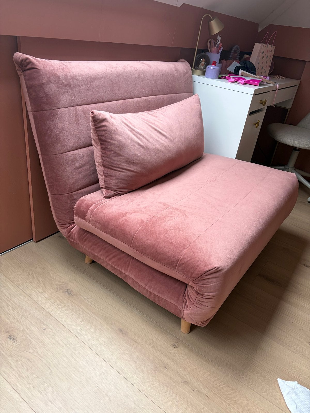 Roze slaapbank Maison du Monde, Ophalen, Eenpersoons, 190 cm of minder, Zo goed als nieuw