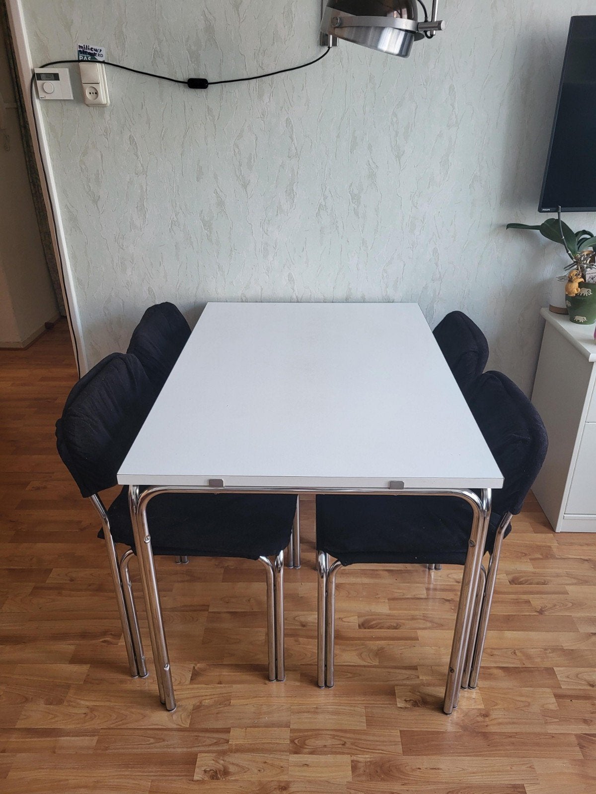 Unieke Vintage Jaren '70 Eetkamer Set 80x117x74, Ophalen of Verzenden, Zo goed als nieuw, Vier personen, Rechthoekig