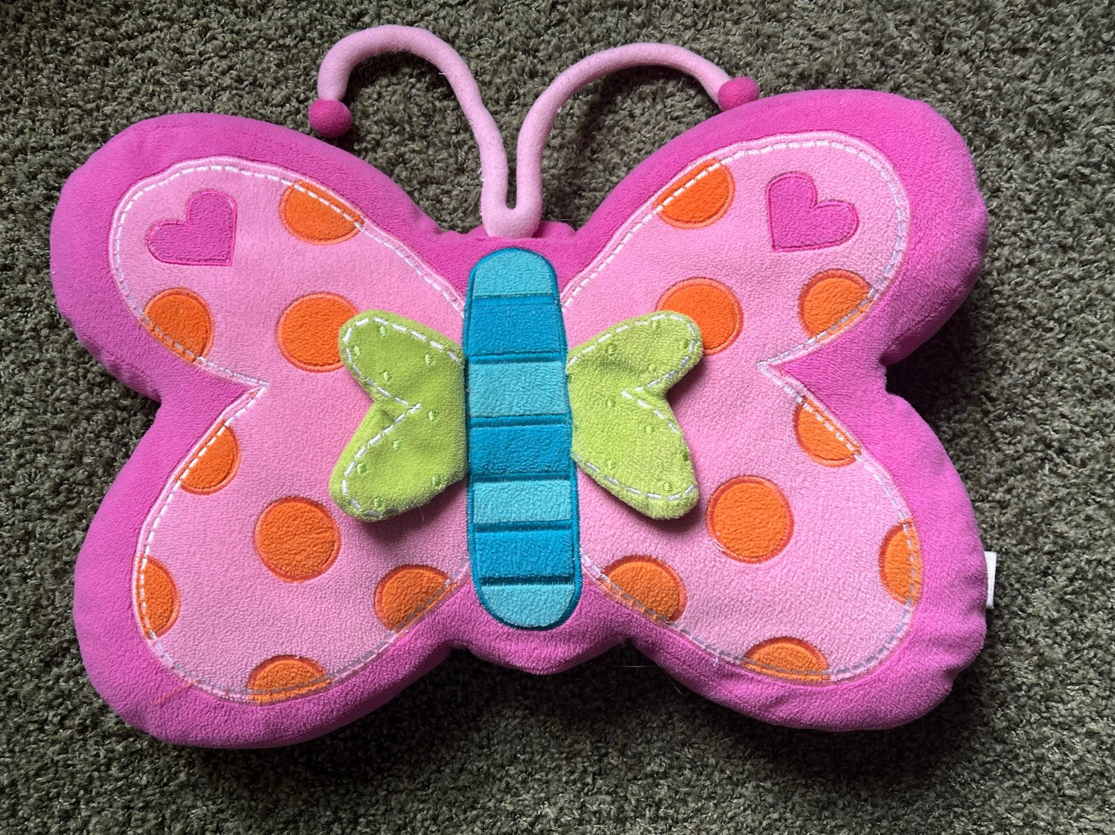 Roze vlinderkussen met stippen, Roze, Ophalen of Verzenden, Zo goed als nieuw, Kleed of Kussen