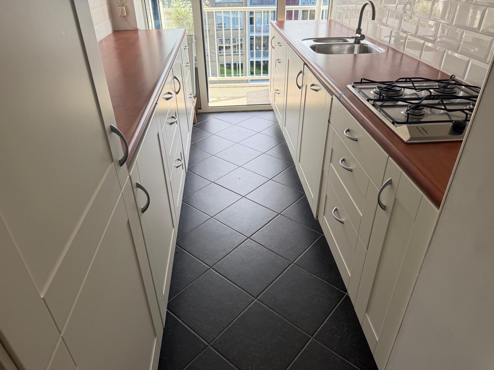 Complete keuken met inbouwapparatuur en veel opbergruimte, Ophalen, Gebruikt, Dubbelwandige keuken, Hout