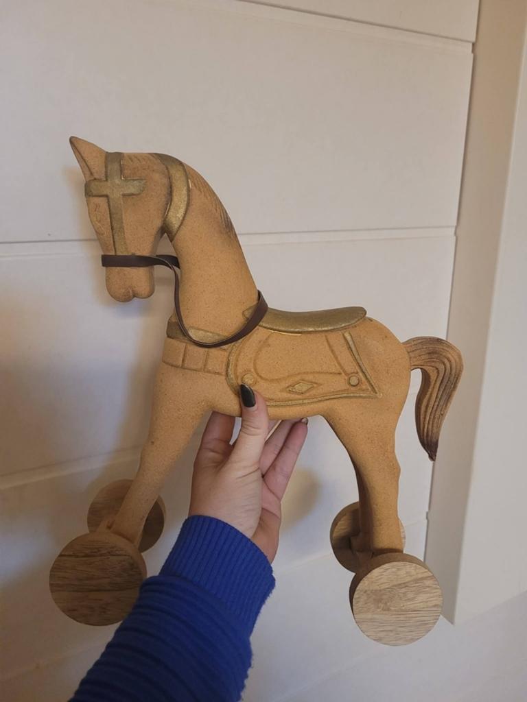 Prachtig decoratie paard op wielen, Ophalen