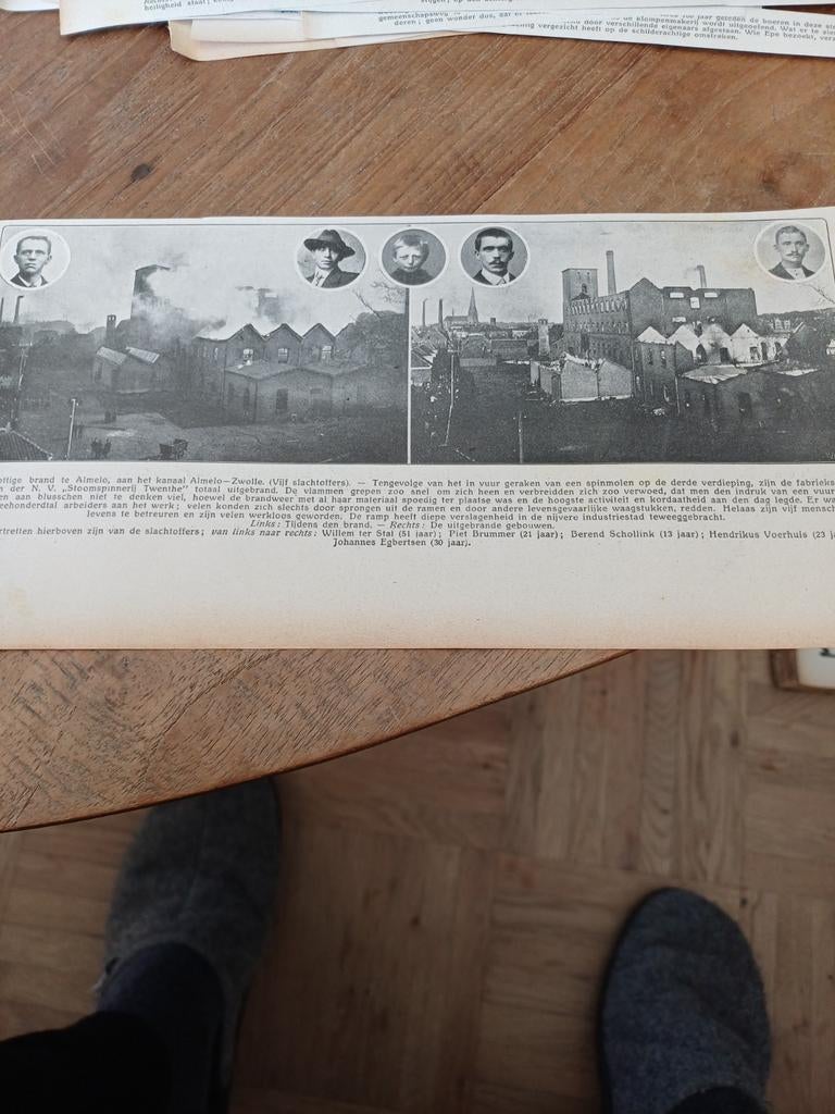 Knipsel brand Almelo stoomspinnerij Twenthe 1914, Ophalen of Verzenden, Voor 1920, Knipsel(s)