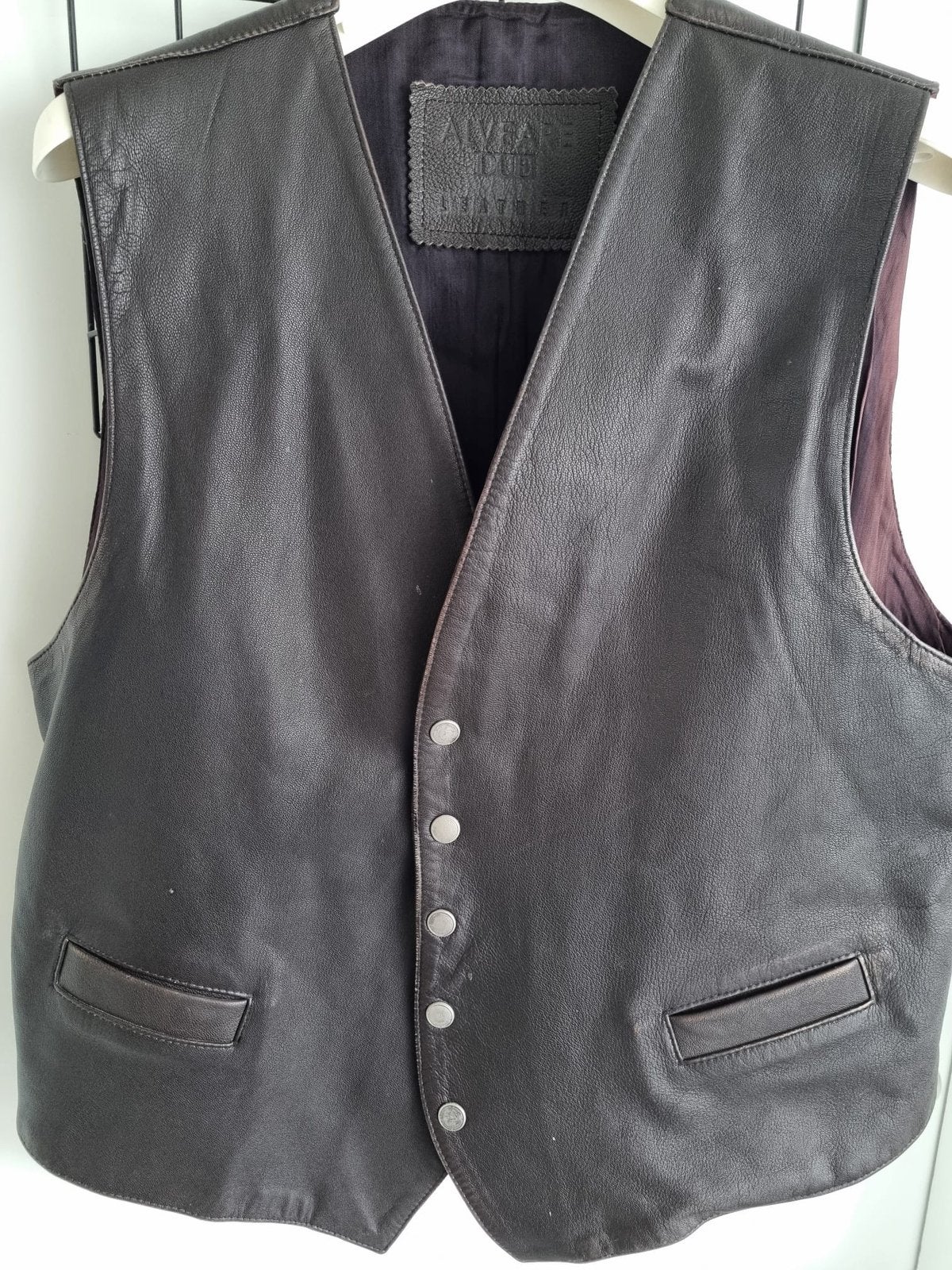 LEREN GILET van ALVEARE. Mt L., Ophalen of Verzenden, Zo goed als nieuw, Maat 52/54 (L), Bruin