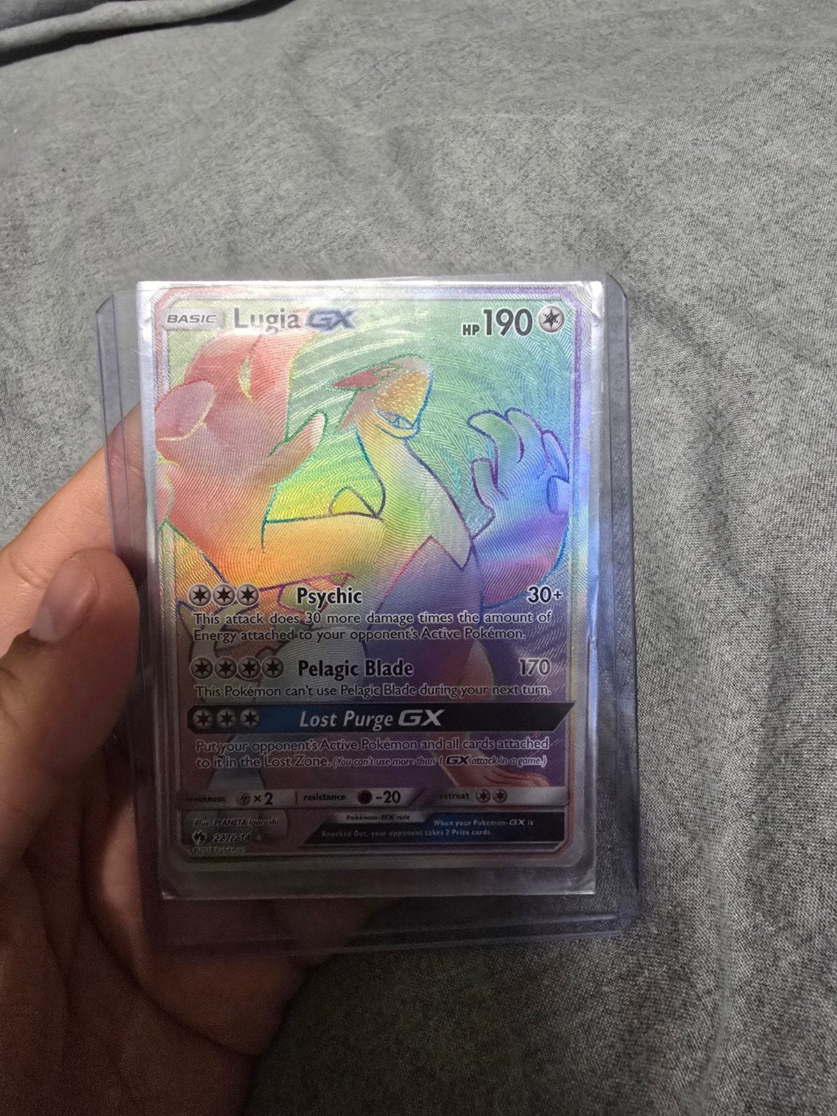 Lugia GX (LOT 227) Rainbow Rare Pokémon Kaart, Hobby en Vrije tijd, Ophalen of Verzenden, Zo goed als nieuw, Losse kaart, Foil