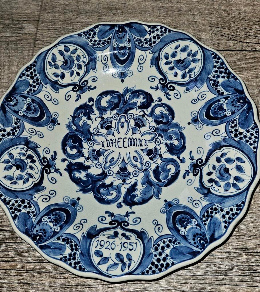 Delfts Blauw Gedenkbord 'V.D. HEEMST' (1926-1951), Antiek en Kunst, Ophalen