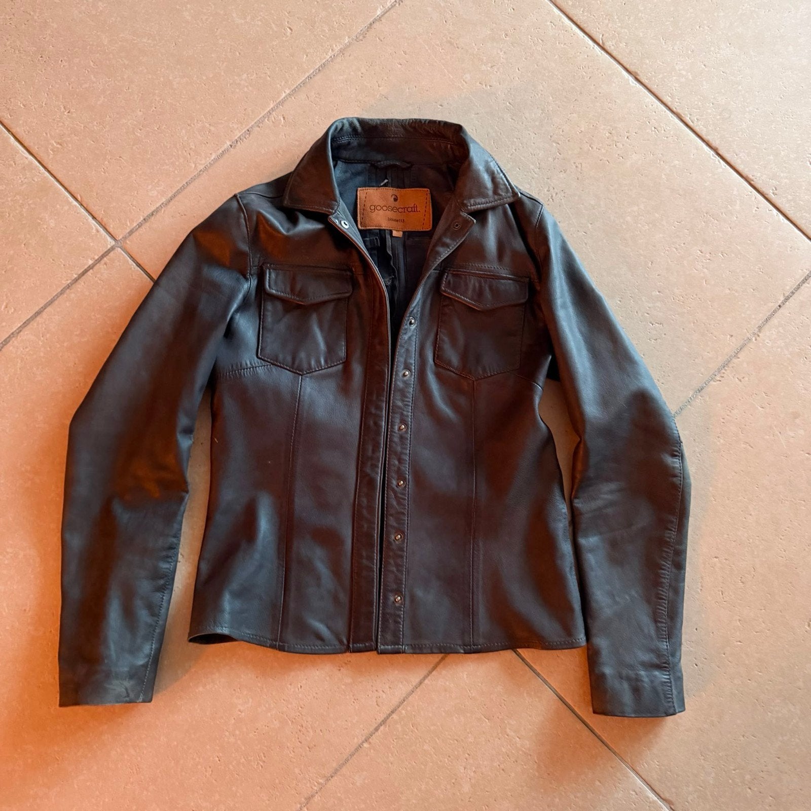 Goosecraft leren blouse maat M, Goosecraft, Zwart, Zo goed als nieuw, Ophalen