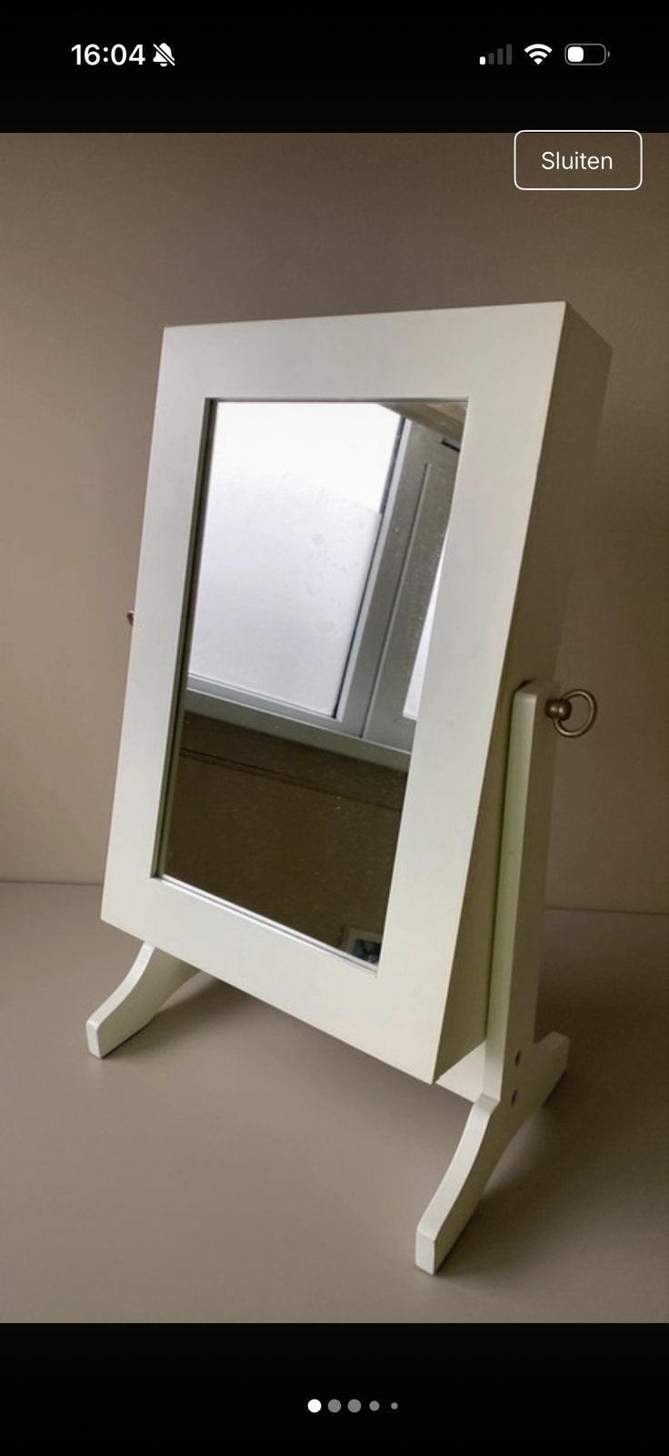 Witte make-up spiegel met sieraden opbergruimte, Minder dan 50 cm, Ophalen of Verzenden, Zo goed als nieuw, Minder dan 100 cm