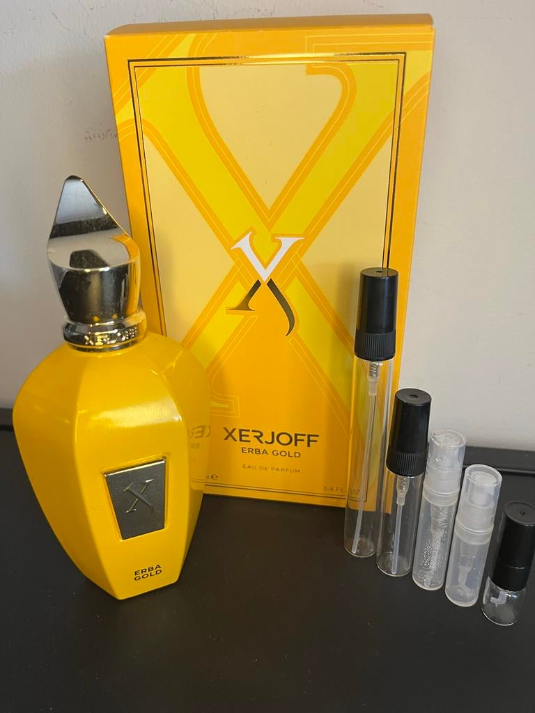 Xerjoff Erba Gold samples, Sieraden, Tassen en Uiterlijk, Uiterlijk | Parfum, Zo goed als nieuw, Verzenden
