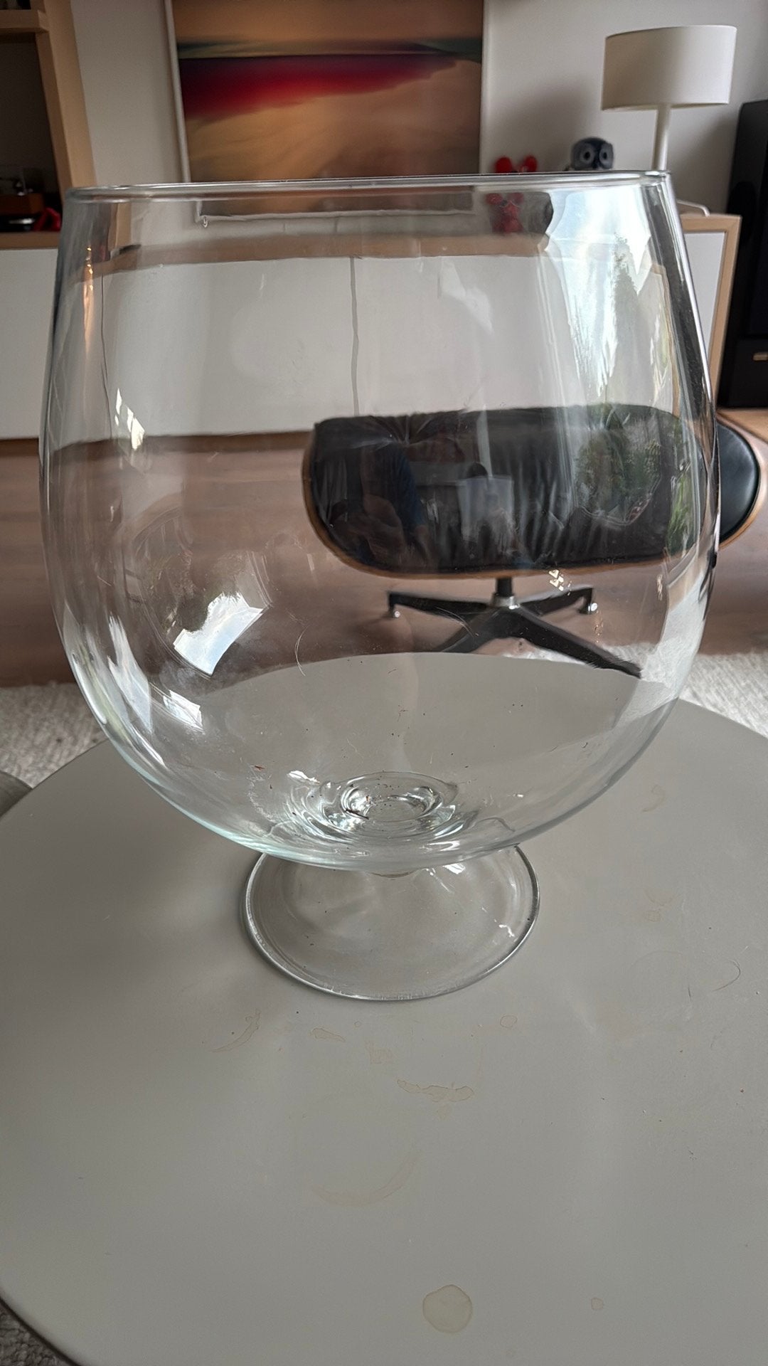 grote, glazen vaas in de vorm van een cognacglas, Ophalen, 38 cm