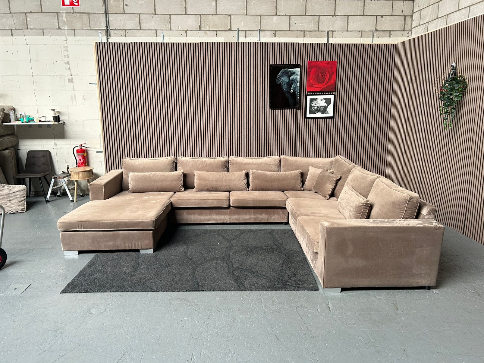 GRATIS LEVERING Velvet U-Bank Beige 375X285 GEREINIGD