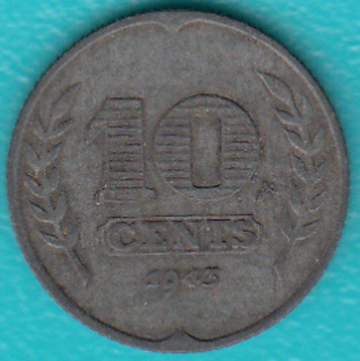 Nederland 10 cent 1943 Wilhelmina zink, Sch. 1033, Ophalen of Verzenden, Koningin Wilhelmina, 10 cent, Losse munt