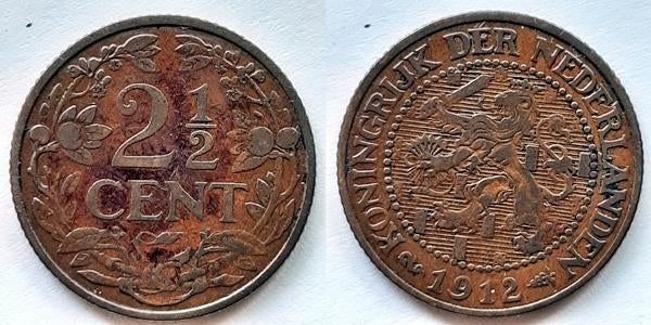 2 ½ cent 1912, Postzegels en Munten, Munten | Nederland, Verzenden, Koningin Wilhelmina, Overige waardes