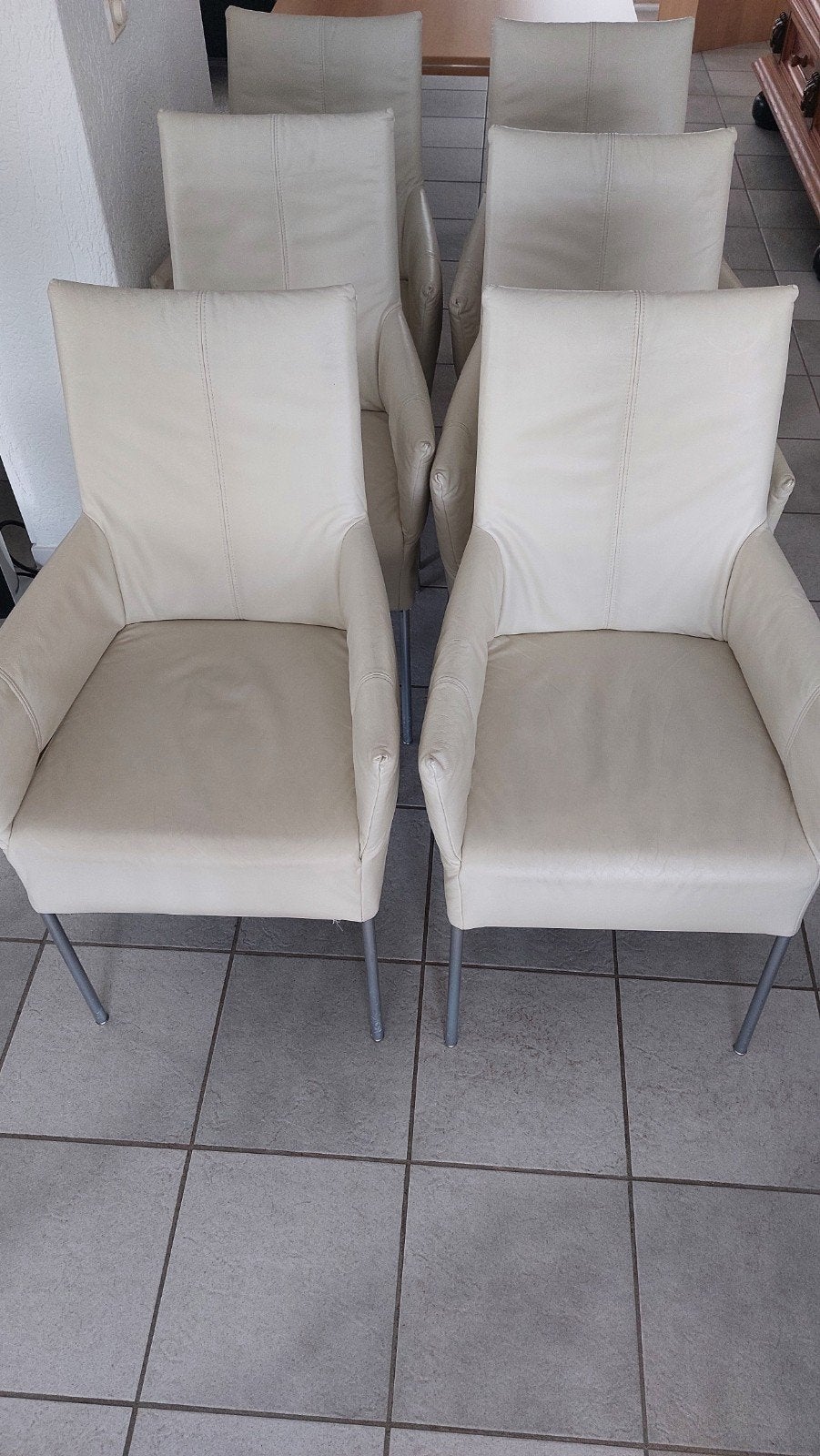 6 leren eetkamerstoelen van Bert Plantagie, Huis en Inrichting, Stoelen, Ophalen, Gebruikt, Overige kleuren, Vijf, Zes of meer stoelen