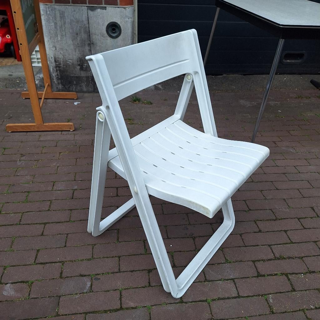 Jaren 70 / Jaren 80 Allibert Klapstoel, Huis en Inrichting, Stoelen, Gebruikt, Eén, Kunststof, Wit, Ophalen