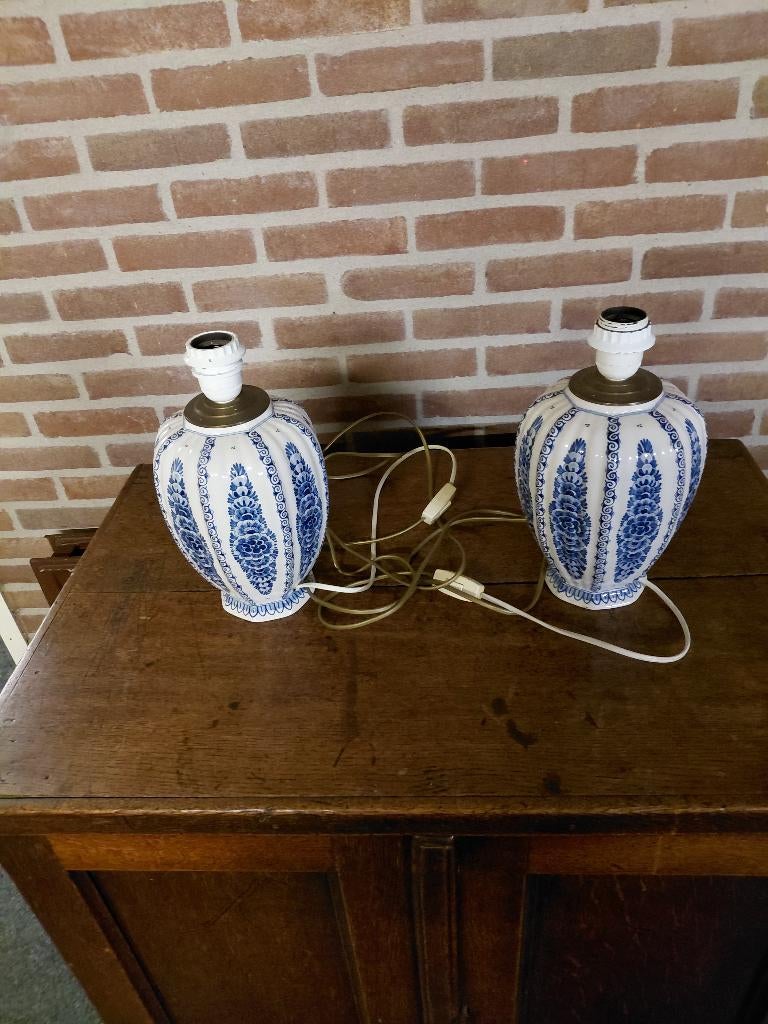 Lampvoeten Delftsblauw, Ophalen of Verzenden, Zo goed als nieuw, Romantisch ?, Minder dan 50 cm