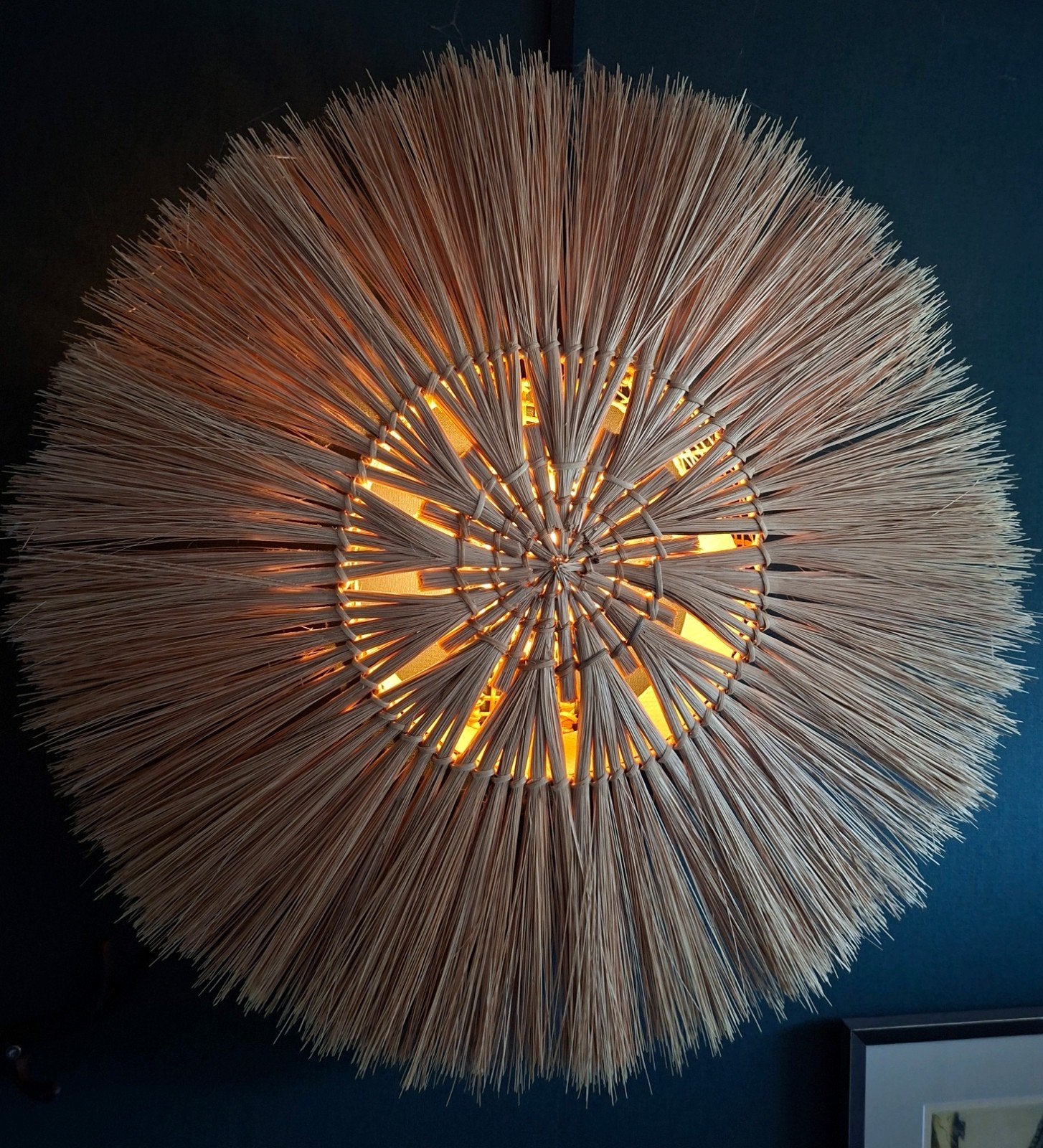 Grote Amara wandlamp naturel – Ø 65 cm –, Overige stijlen, Natuurlijk materiaal, E14 (klein), 65 cm