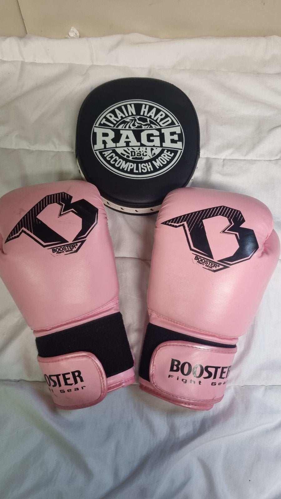 Roze Bokshandschoenen Set met Stootkussen - 12 oz, Ophalen of Verzenden, Gebruikt, Bokshandschoenen