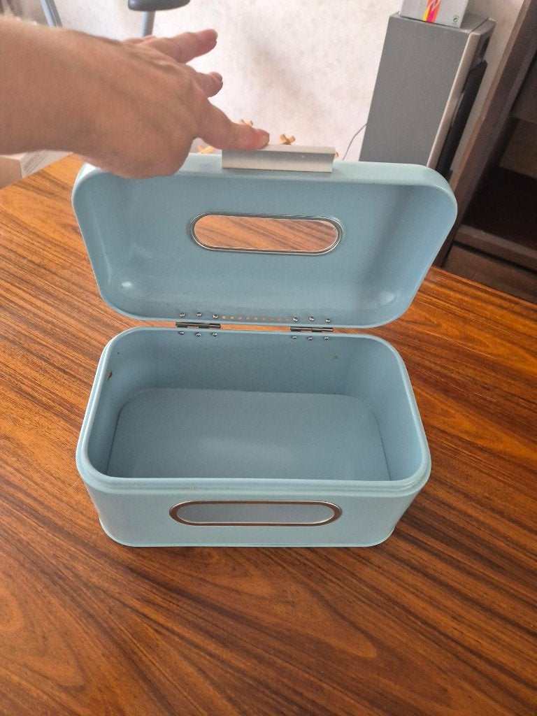 broodtrommel metal lichtblauw, Huis en Inrichting, Ophalen, Blauw, Zo goed als nieuw, Metaal