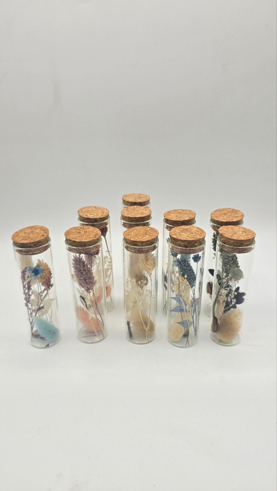 Decoratieve buisjes met gedroogde bloemen, Ophalen of Verzenden, Nieuw, Meerkleurig, Glas