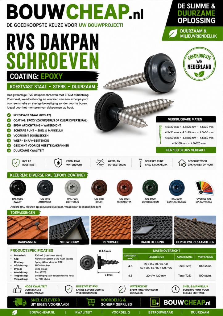 Alles voor dakdekkers uit eigen productie, Steen of Klei, Nieuw, Ophalen of Verzenden, 15 m² of meer