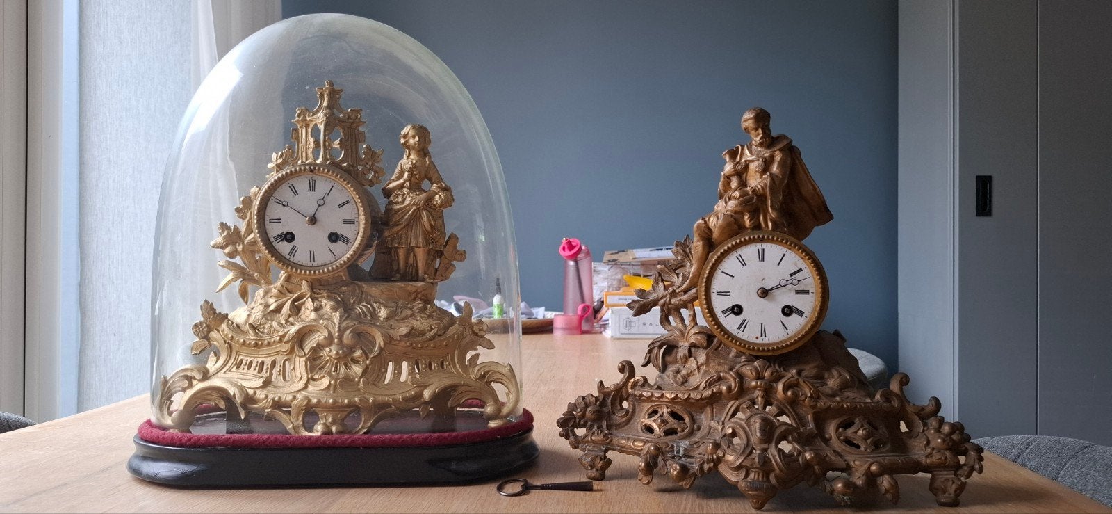 Twee antieke Franse pendule klokken tafelklok, Ophalen