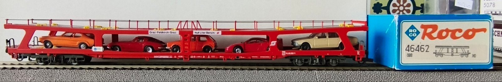 Roco 46462 Autotransportwagen met auto's, H0, Hobby en Vrije tijd, Gelijkstroom, Wagon, Ophalen of Verzenden, Zo goed als nieuw