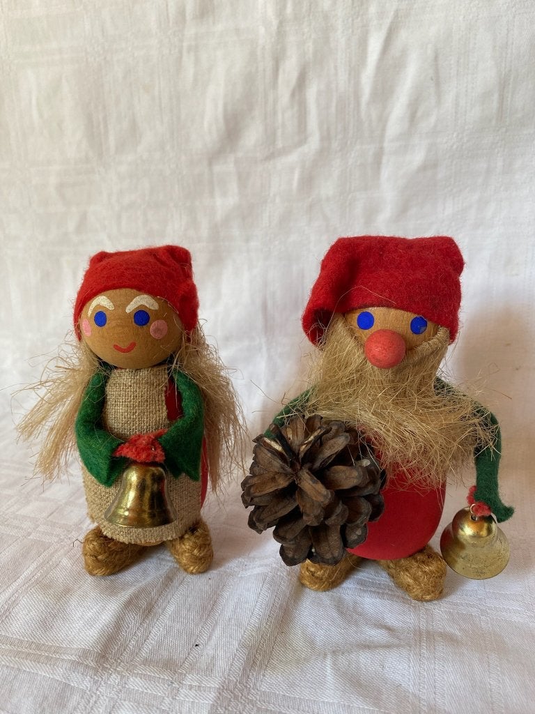 Vintage kerst figuurtjes hout Holline Denemarken, Gebruikt, Onbekend, Ophalen of Verzenden, Onbekend