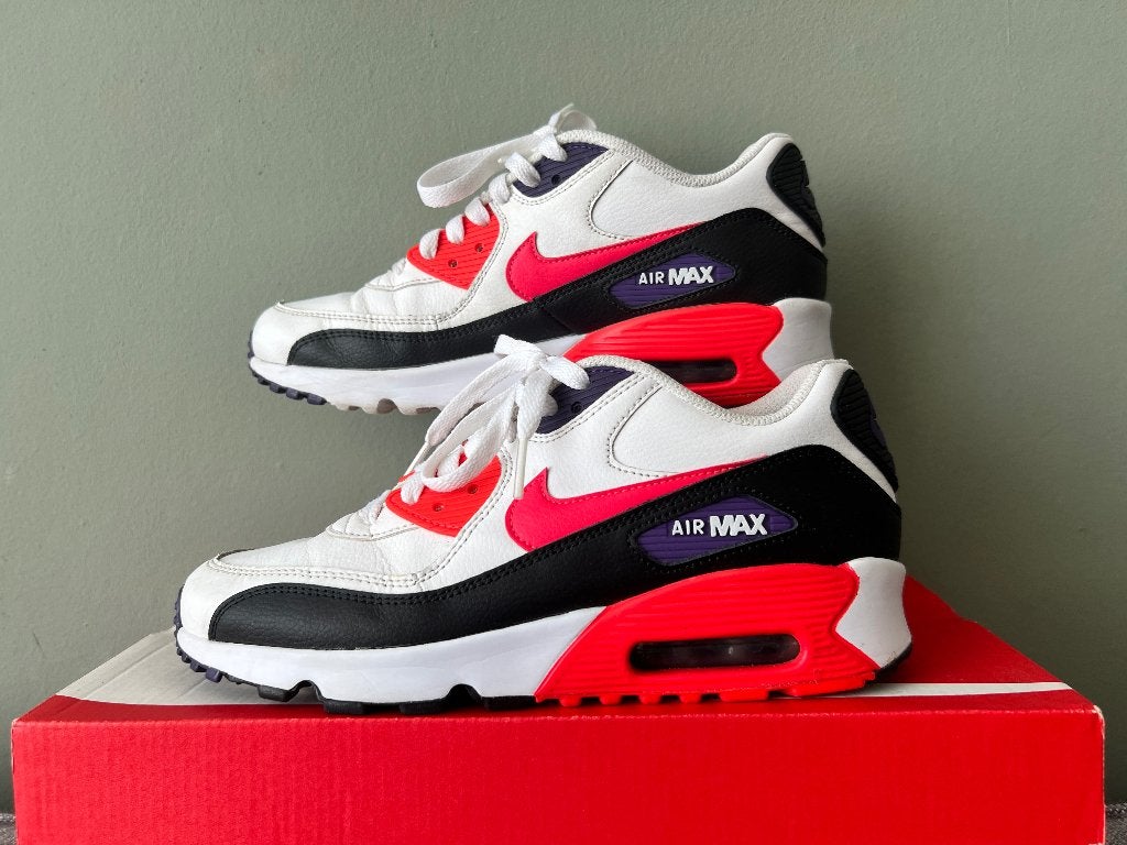 Nike Air Max 90 Leather White Maat 38.5, Wit, Ophalen of Verzenden, Sneakers of Gympen, Gedragen