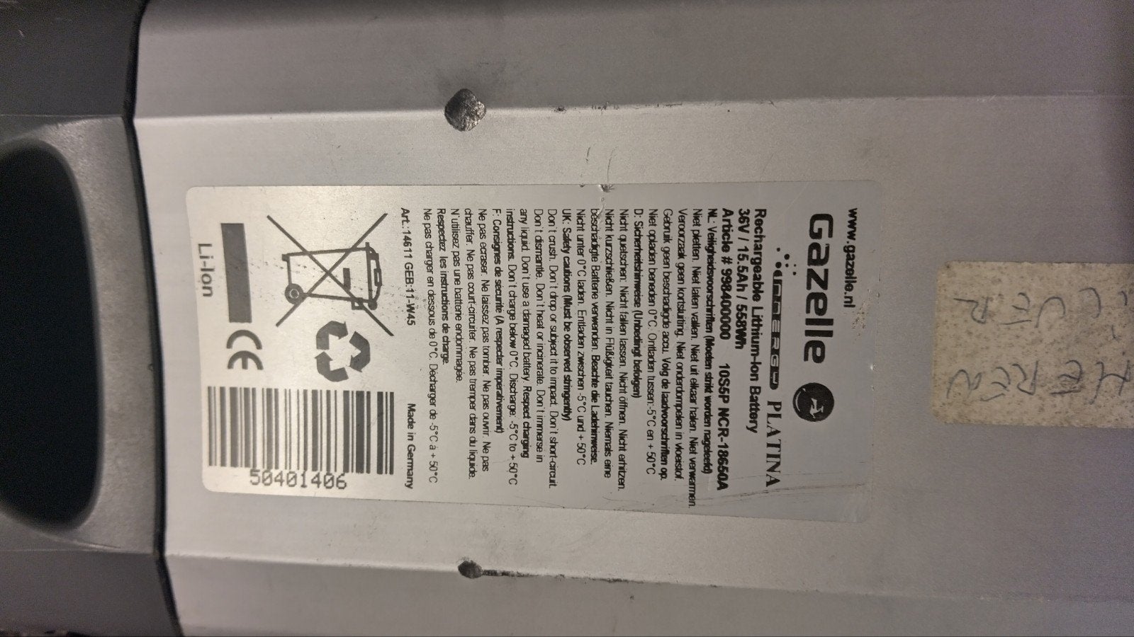 2x Gazelle Platina/Gold E-bike Accu's met Oplader, Ophalen of Verzenden, Gebruikt