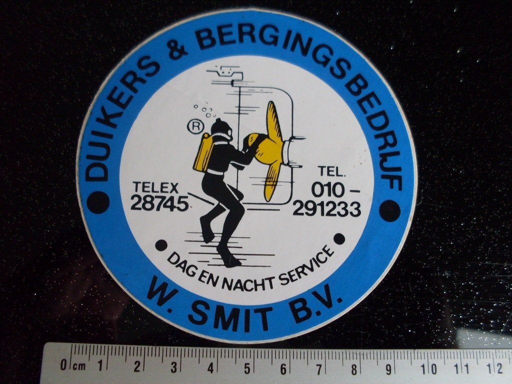 sticker duikers & bergings bedrijf W. Smit dag nacht service, Verzenden, Zo goed als nieuw, Bedrijf of Vereniging