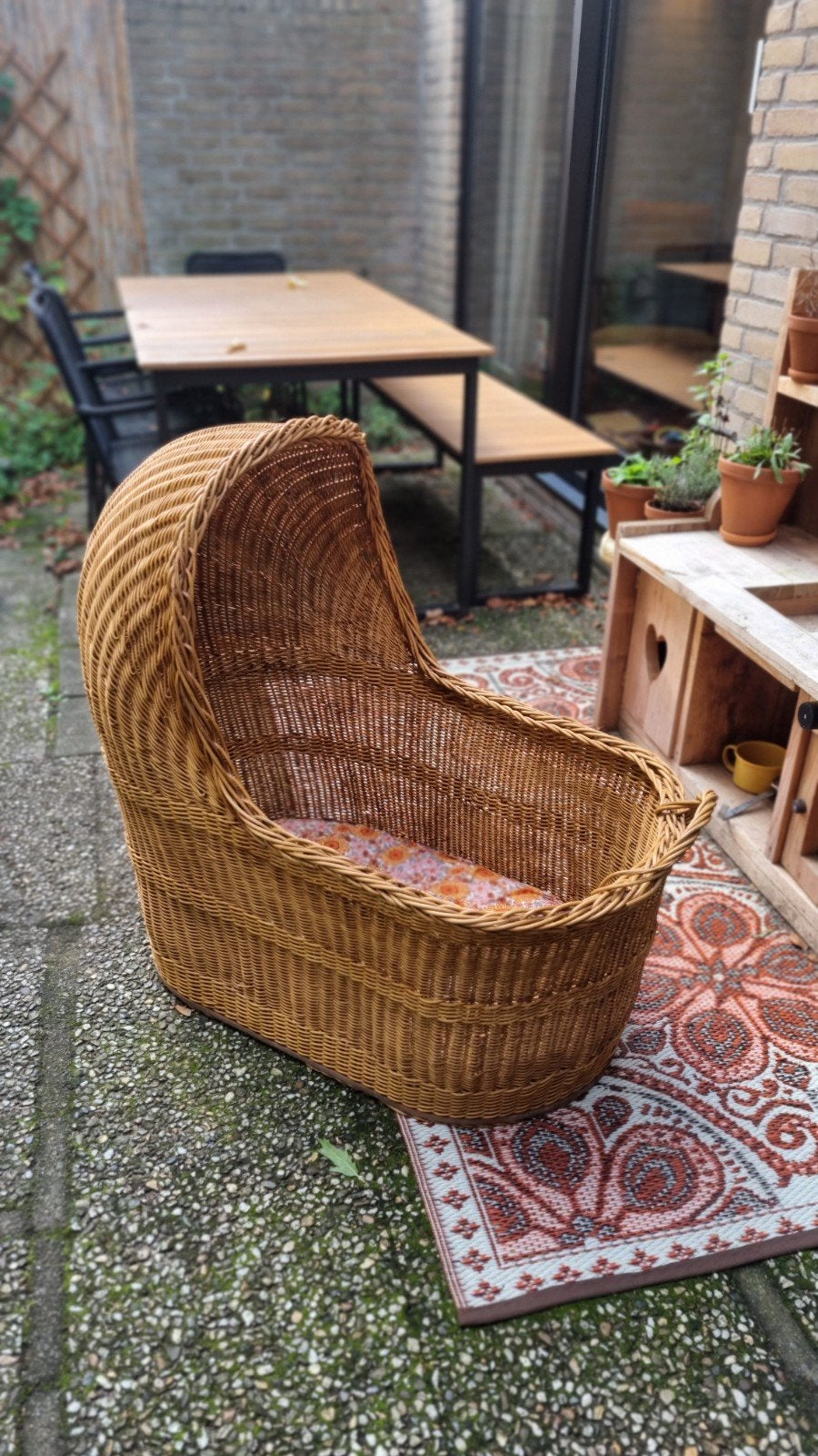 Vintage rieten wieg, Kinderen en Baby's, Ophalen, Gebruikt, Wieg