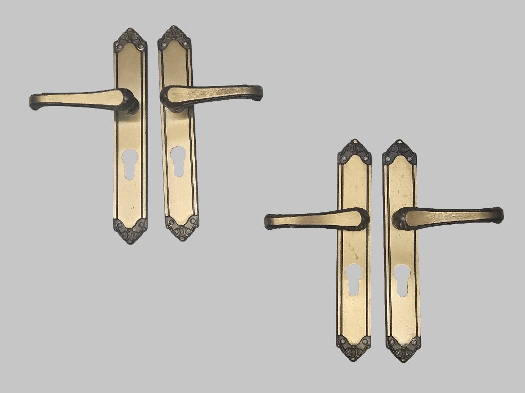 Vintage Bronskleurig Deurbeslag 2 sets (cilinderslot), Ophalen of Verzenden