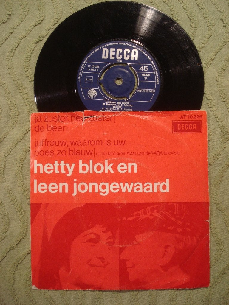 Hetty Blok Leen Jongewaard 7" Single: ‘Ja zuster nee zuster’, Cd's en Dvd's, Ophalen of Verzenden, Gebruikt, 7 inch, Nederlandstalig